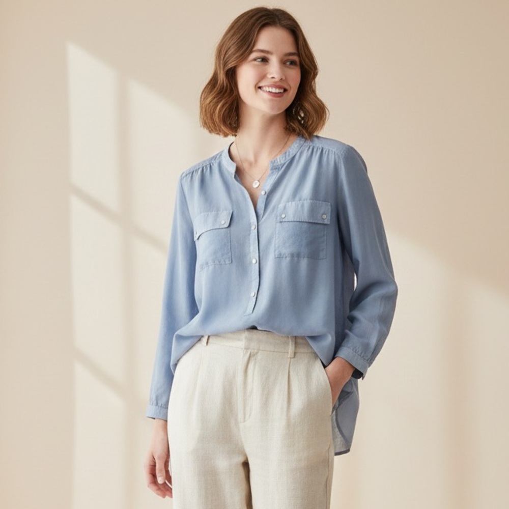 ANTHROPOLOGIE Greylin silk blend shirt